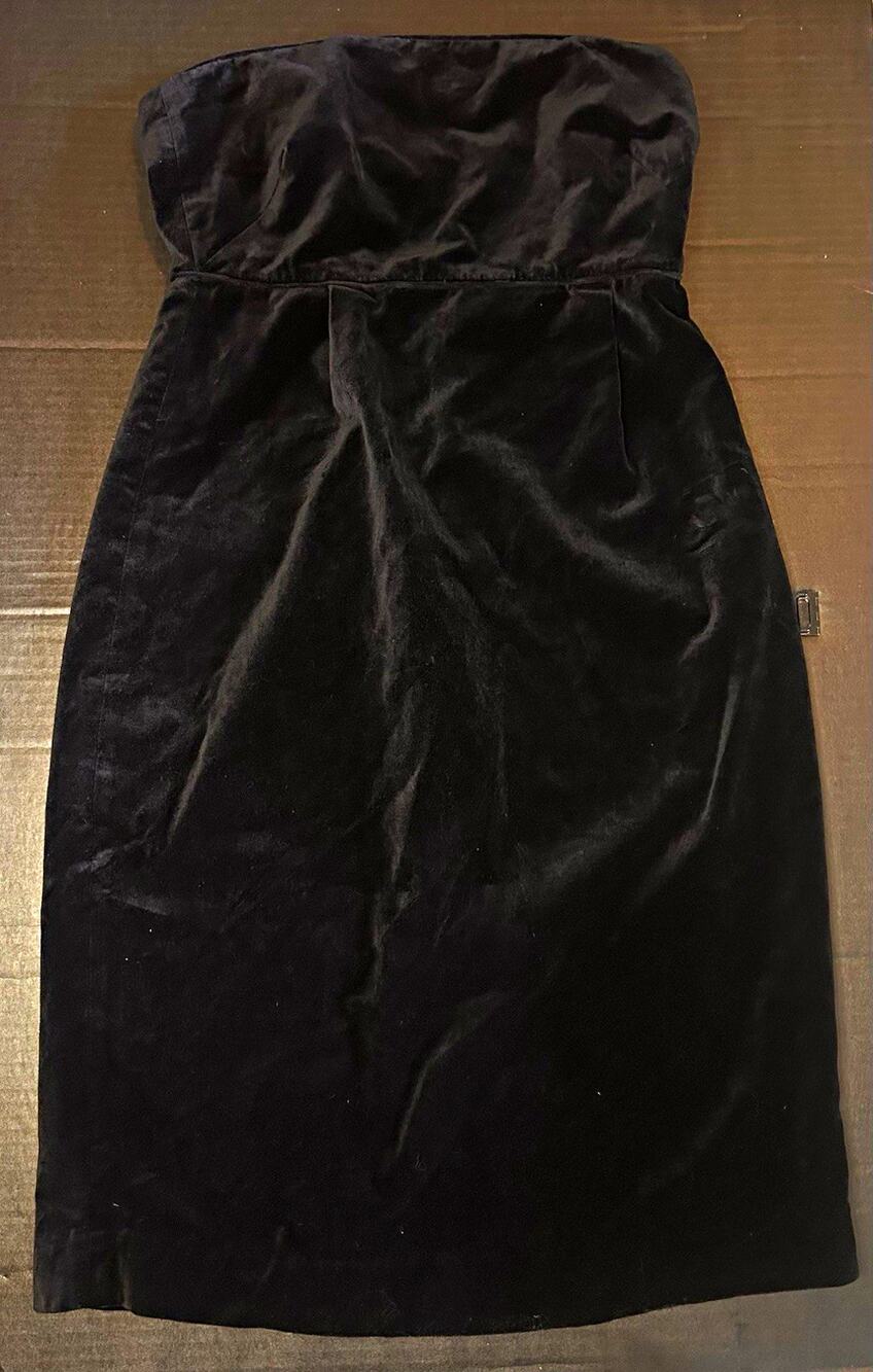 SJP Bitten Black Velvet Lined High Rise Midi Pencil Skirt Zip Closure Size 6